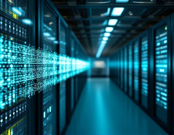 Technical representation of clean data flowing through cloud infrastructure